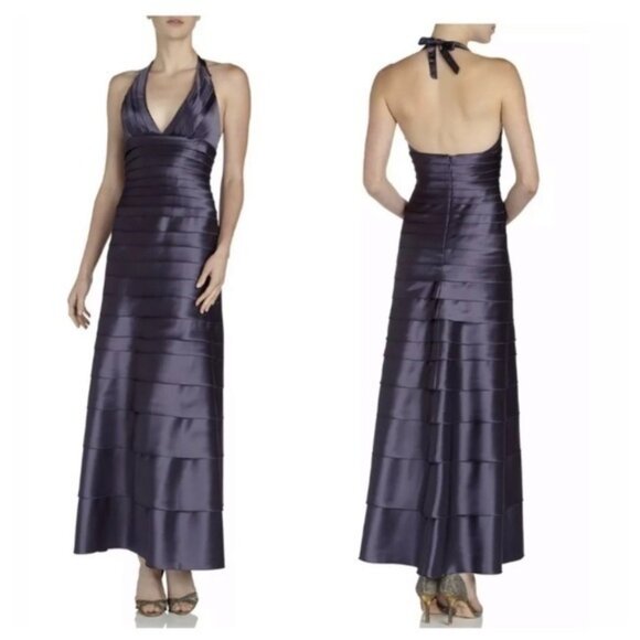 BCBGMaxazria purple tiered halter maxi dress - Picture 1 of 11